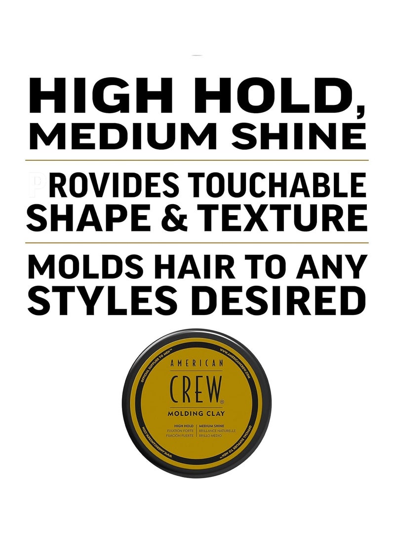 American Crew Men's Hair Molding Clay (OLD VERSION), Like Hair Gel with High Hold with Medium Shine, 3 Oz (Pack of 1)