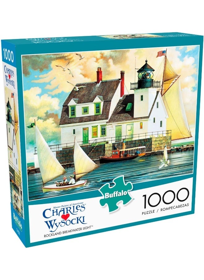 Buffalo Games Charles Wysocki Rockland Breakwater Light 1000 Piece Jigsaw Puzzle