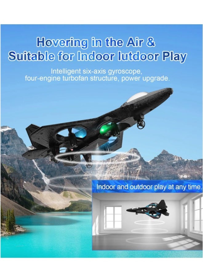 Remote Control Drone Plane 2.4GHz Quadcopter Hovering with Auto Hovering Fighter Aircraft RC Airplane RTF for Beginner Kids and Adults 3D Flip Airplane Toy with Colored Lights USB Charging Model L0712