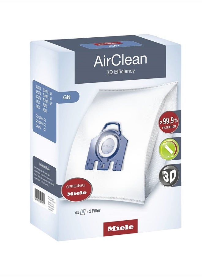 10123210 AirClean 3D Efficiency Dust Bag, Type GN, 4 Bags & 2 Filters, White