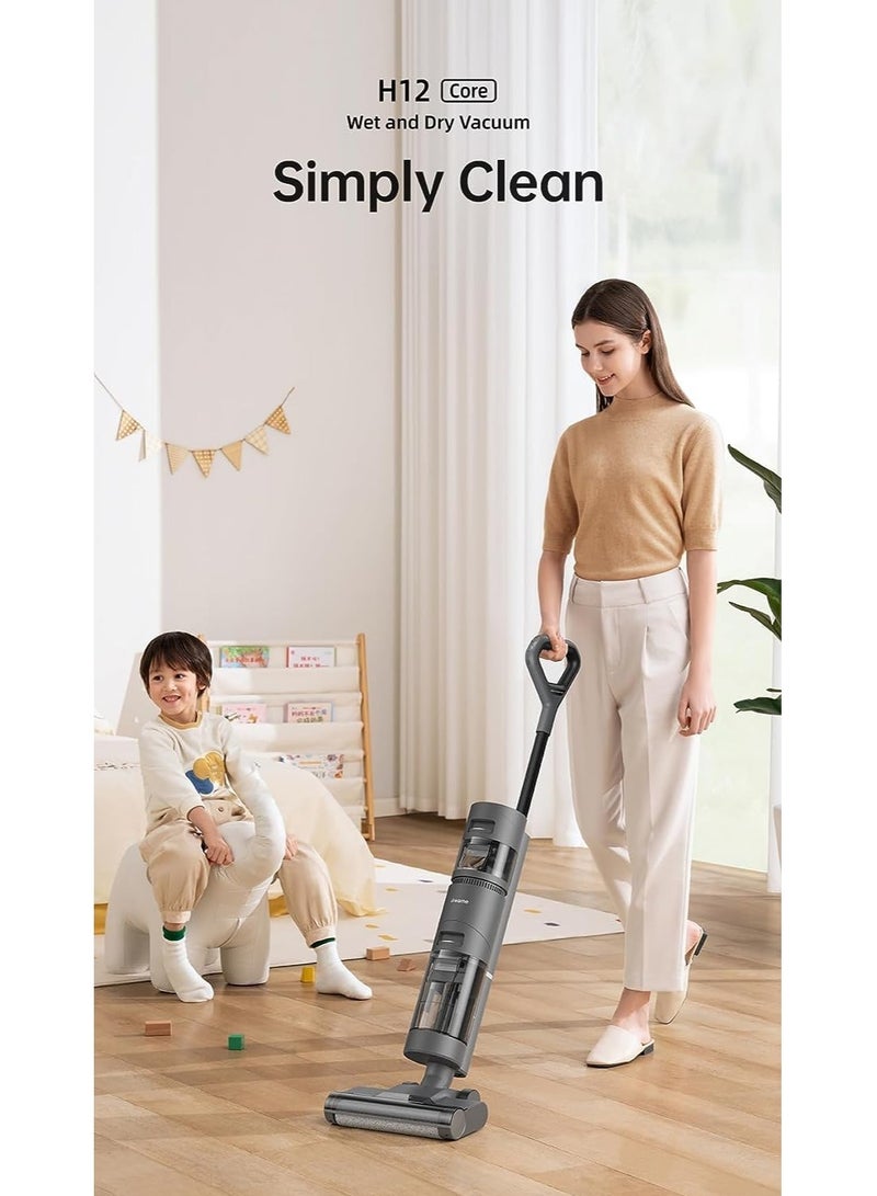 Dreame H12 Core Wet-Dry Vacuum Cleaner, Lightweight Smart Cordless Vacuum and Mop, Intelligent Dirt Detection, Automatic Self-Cleaning, for Wood, Vinyl and Other Hard Floors, 2 Year Warranty 200 W HHR22B Grey