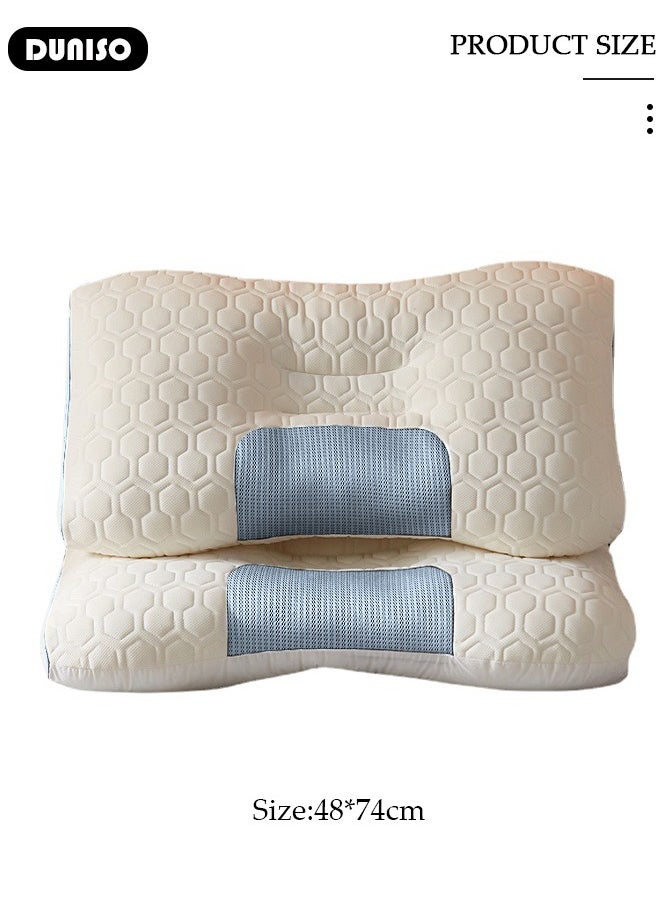 Super Comfort Ergonomic Pillow for Neck Head and Shoulder Pain Relief Contour Support Pillows for Bed Sleeping Orthopedic Cervical Spine Stretch Pillow for Side Back Stomach Sleeper