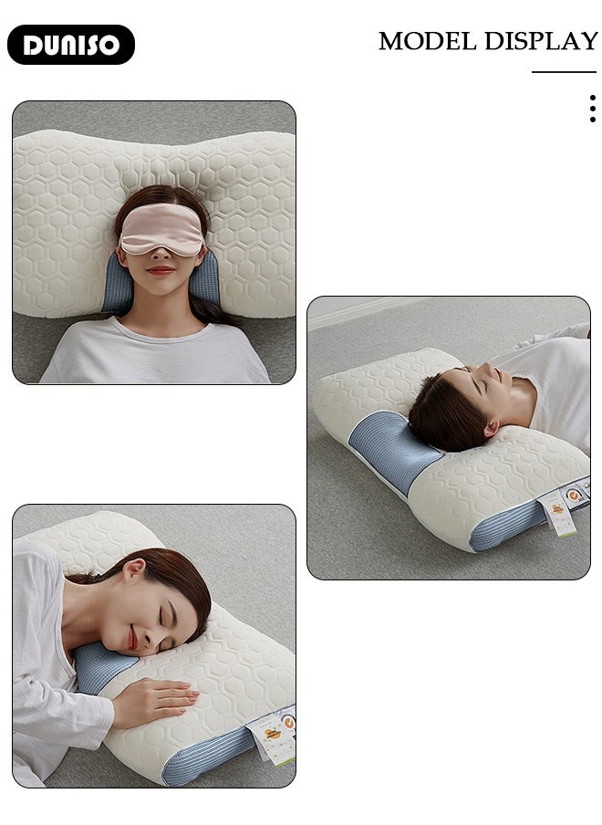 Super Comfort Ergonomic Pillow for Neck Head and Shoulder Pain Relief Contour Support Pillows for Bed Sleeping Orthopedic Cervical Spine Stretch Pillow for Side Back Stomach Sleeper