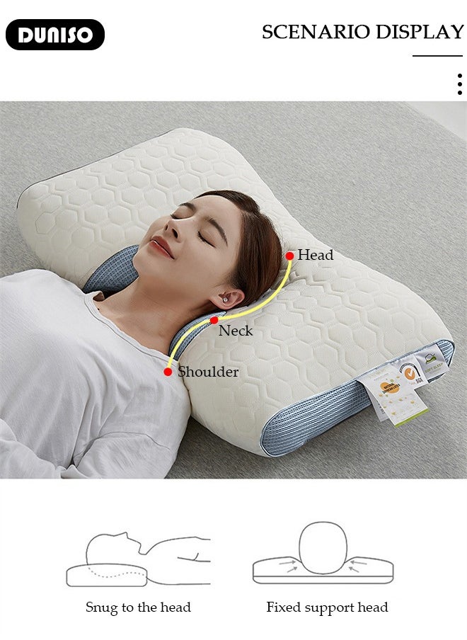 Super Comfort Ergonomic Pillow for Neck Head and Shoulder Pain Relief Contour Support Pillows for Bed Sleeping Orthopedic Cervical Spine Stretch Pillow for Side Back Stomach Sleeper