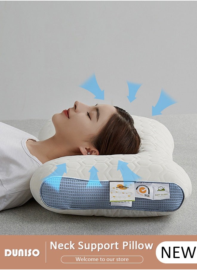 Super Comfort Ergonomic Pillow for Neck Head and Shoulder Pain Relief Contour Support Pillows for Bed Sleeping Orthopedic Cervical Spine Stretch Pillow for Side Back Stomach Sleeper