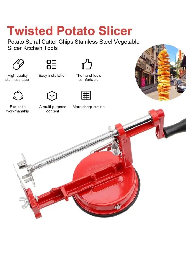 Potatoes Cutter Fries Cutter for Potatoes Tornado Potato Chips Spiral Cutter Manual Stainless Steel Spiral Potato Cutter Twisted Potato Slicer Kitchen Accessories Cooking Tools