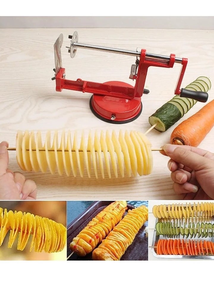 Potatoes Cutter Fries Cutter for Potatoes Tornado Potato Chips Spiral Cutter Manual Stainless Steel Spiral Potato Cutter Twisted Potato Slicer Kitchen Accessories Cooking Tools