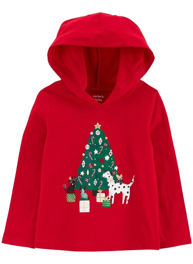 Carter's Christmas Tree Hooded Tee - Red