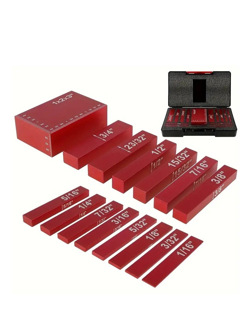 15pcs Gauge Block Set Aluminum Alloy Height Gauge Block High Precision Setup Bars Portable Testing Gauge Block Measuring Tool For Router And Table Saw Woodworking Accessories