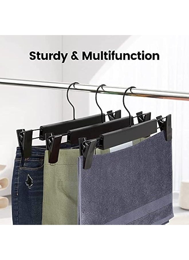 Pants Hanger with Adjustable Anti-Rust Clips for Pants, Skirts, Clothes Hanger, Hangers Clothes Black (20 Pack)