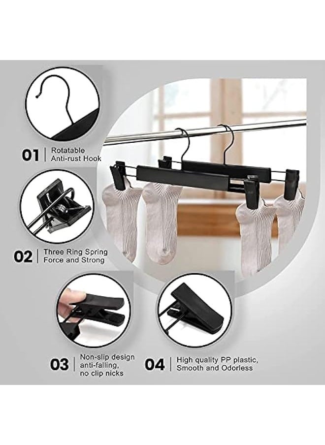 Pants Hanger with Adjustable Anti-Rust Clips for Pants, Skirts, Clothes Hanger, Hangers Clothes Black (20 Pack)