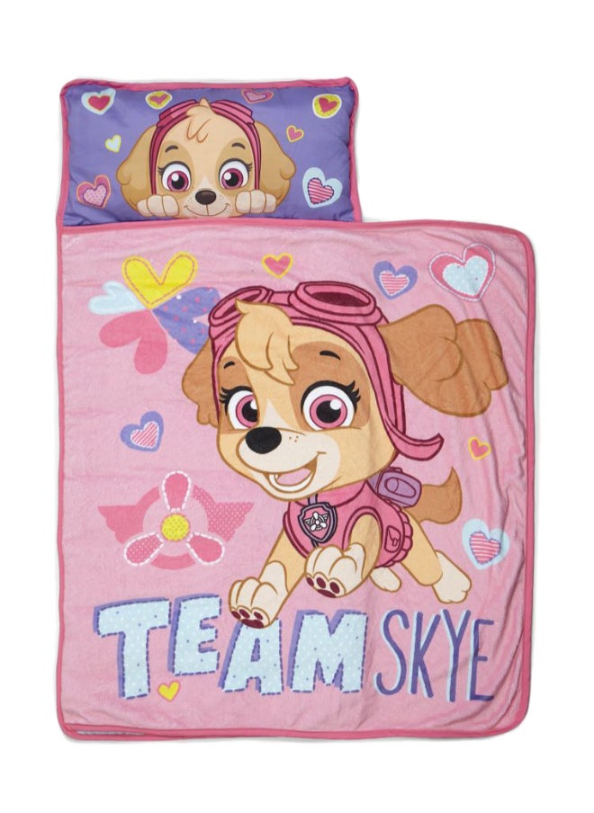 Paw Patrol Team Skye Toddler Nap Mat Set - Includes Pillow and Fleece Blanket – Great for Girls Napping During Daycare or Preschool - Fits Toddlers, Pink