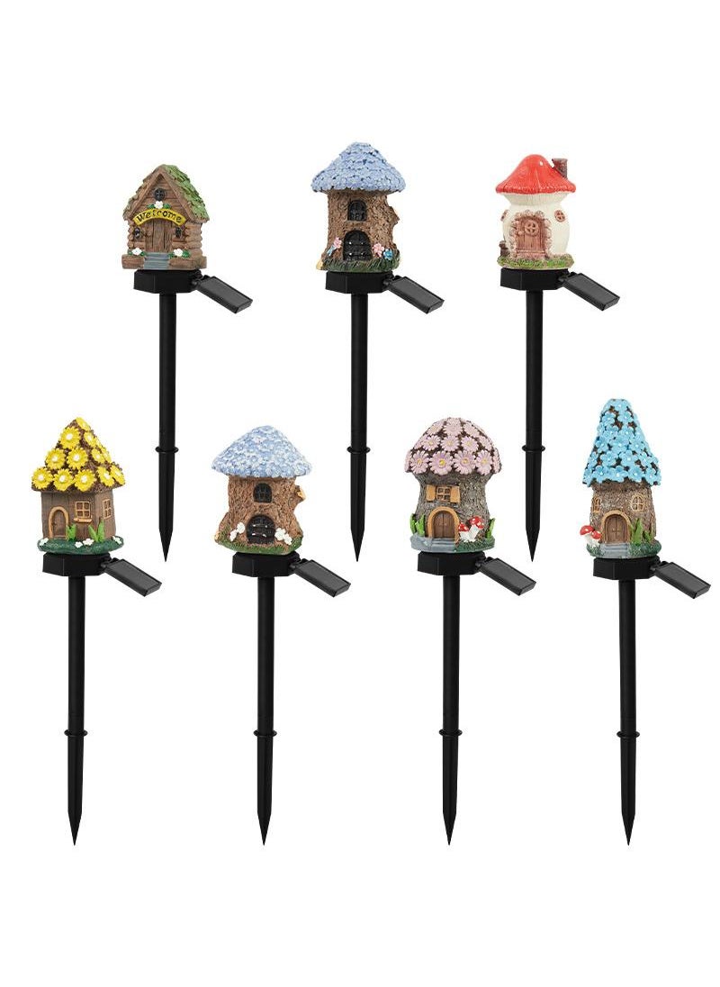 7 Pcs New Solar Mushroom Lamp Lawn Landscape Lamp Outdoor Insert Floor Lamp Garden Decorative Lamp Cartoon House Lamp