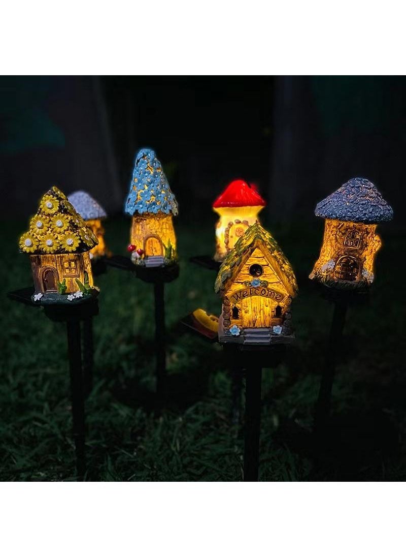 7 Pcs New Solar Mushroom Lamp Lawn Landscape Lamp Outdoor Insert Floor Lamp Garden Decorative Lamp Cartoon House Lamp