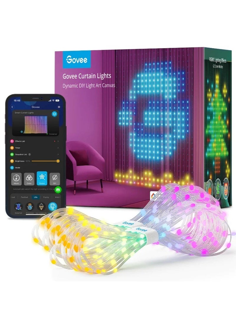 Govee Curtain Lights, WiFi Smart Halloween Window Lights LED, Color Changing Lights, Dynamic DIY Curtain String Lights