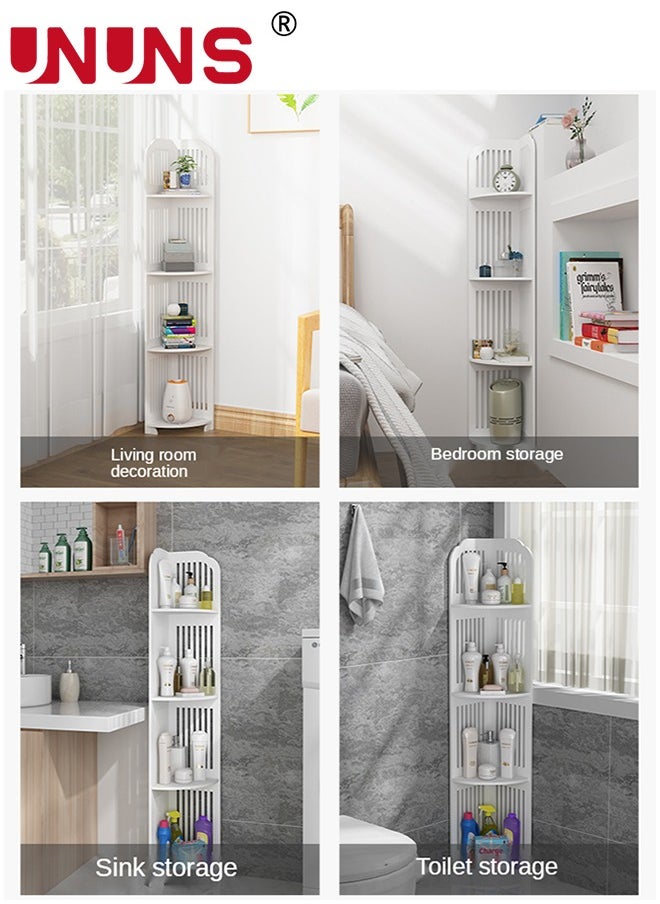 4 Tiers Corner Shelf Rack,Toilet Paper Stand For Bathroom Organizer,Toilet Vanity Cabinet,Narrow Bath Sink Organizer,Towel Storage Shelf For Paper Holder,White