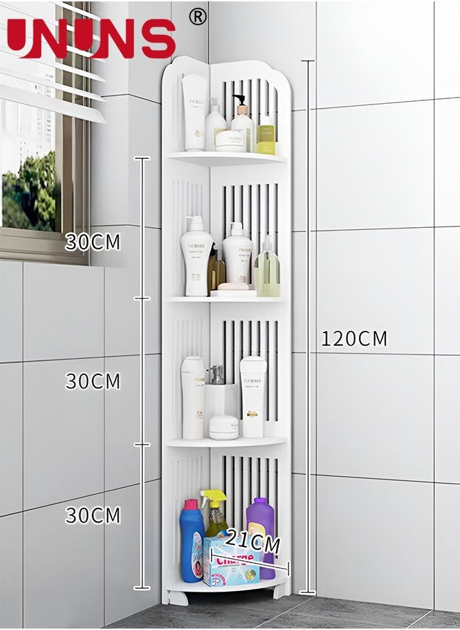 4 Tiers Corner Shelf Rack,Toilet Paper Stand For Bathroom Organizer,Toilet Vanity Cabinet,Narrow Bath Sink Organizer,Towel Storage Shelf For Paper Holder,White