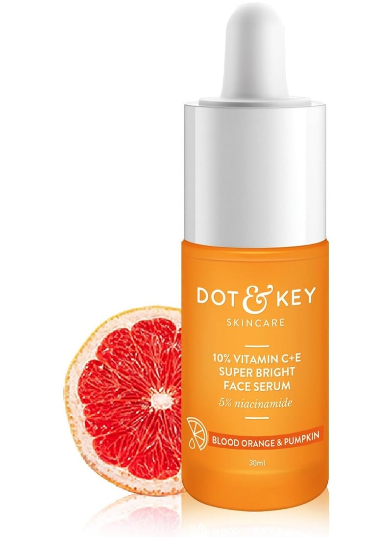 DOT & KEY Dot&Key 10% Vitamin C + E 5% Niacinamide Serum|Vitamin C Serum For Glowing Skin Fades Pigmentation & Dark Spots|Vit C Serum With Blood Orange & Pumpkin For Uneven & Dull Skin,All Skin Types 30Ml