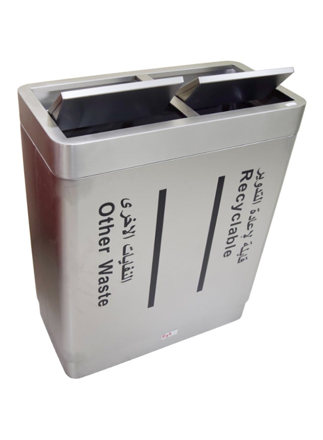 Swing-top Stainless Steel Recycling Bin With Multiple Compartments Metallic Silver 120Liters