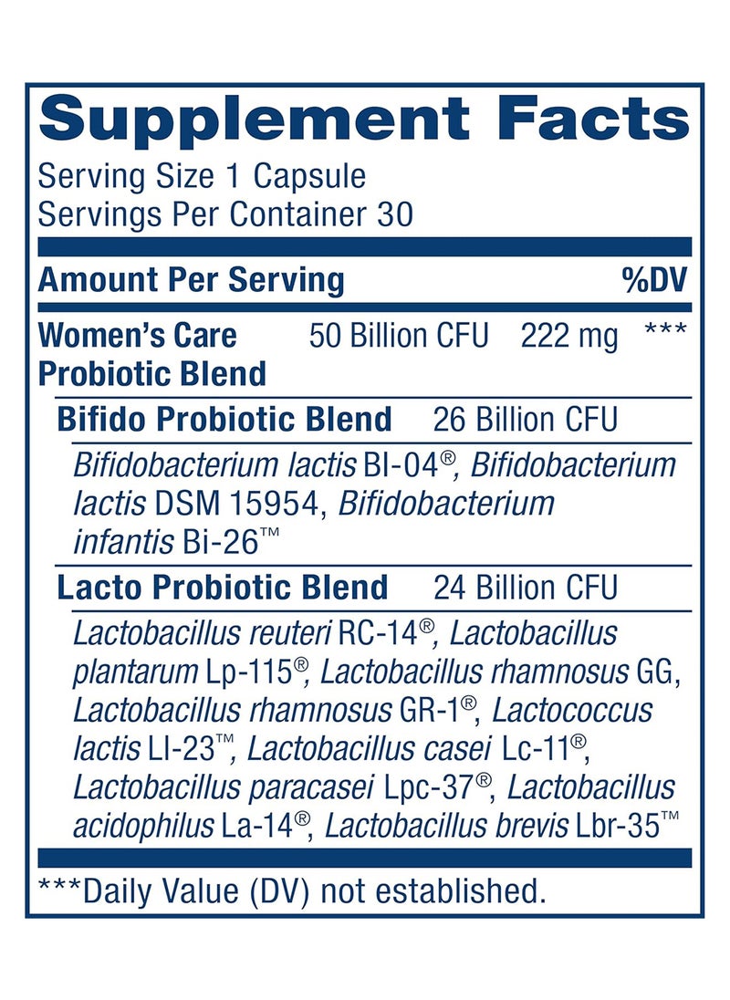 Women Care Probiotic Supplement, 50 Billion CFU, 12 Strains, 30 Capsules