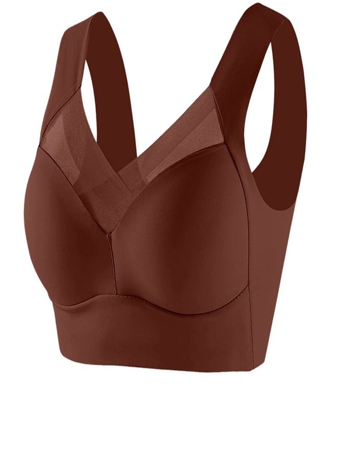 Thin And Breathable Vest Underwear Without Steel Rings Coffee Color