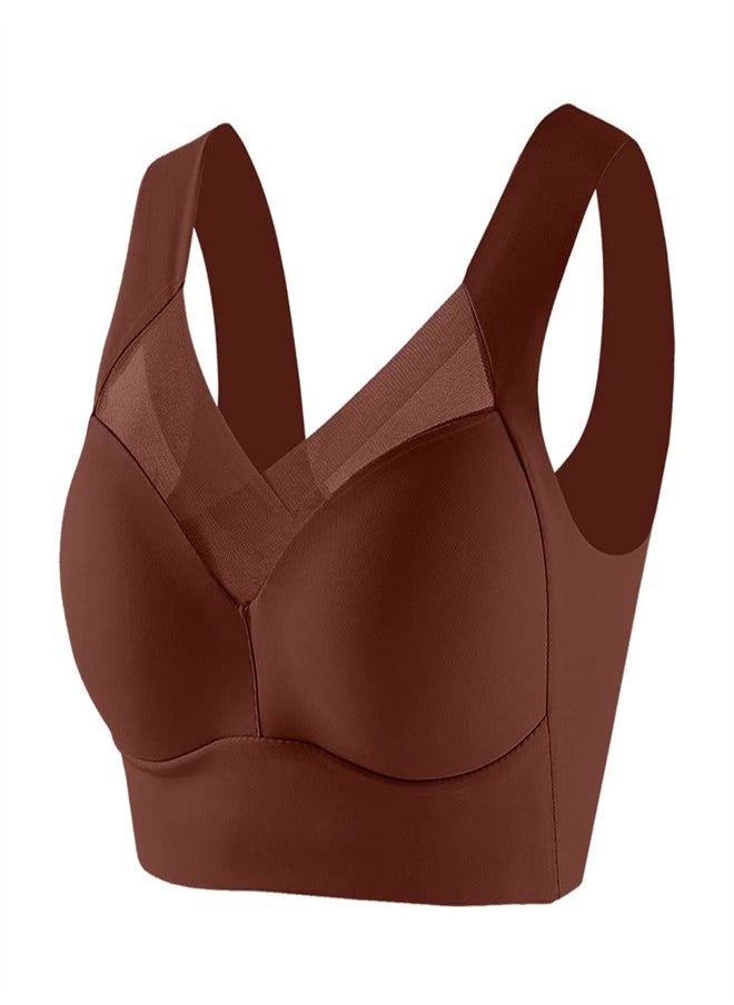 Thin And Breathable Vest Underwear Without Steel Rings Coffee Color