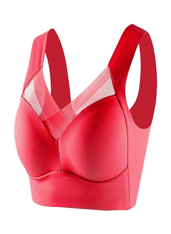 Thin And Breathable Vest Underwear Without Steel Rings Red