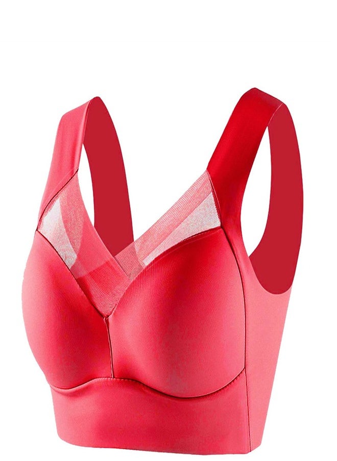 Thin And Breathable Vest Underwear Without Steel Rings Red