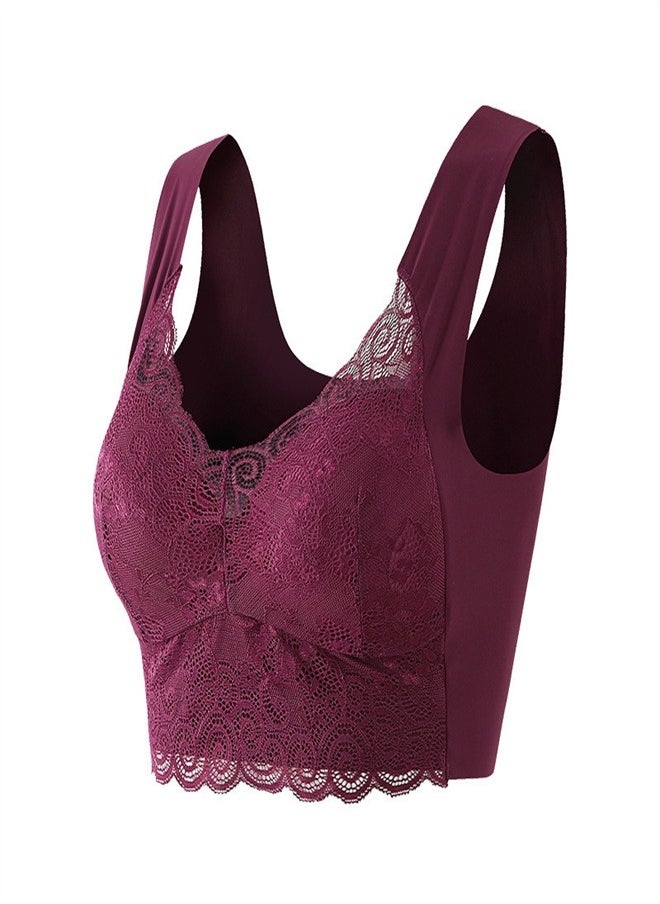 Large Women's Charming Lace Bra Purple