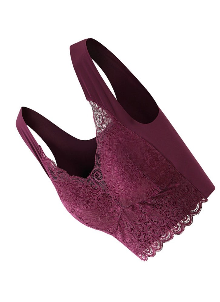 Large Women's Charming Lace Bra Purple