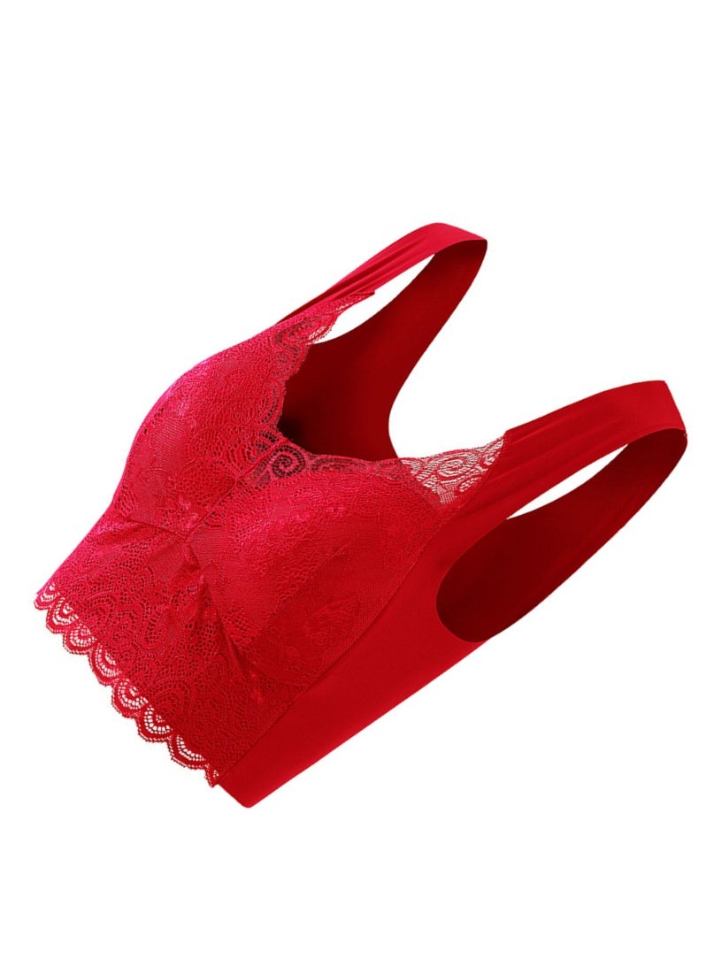 Large Women's Charming Lace Bra Red