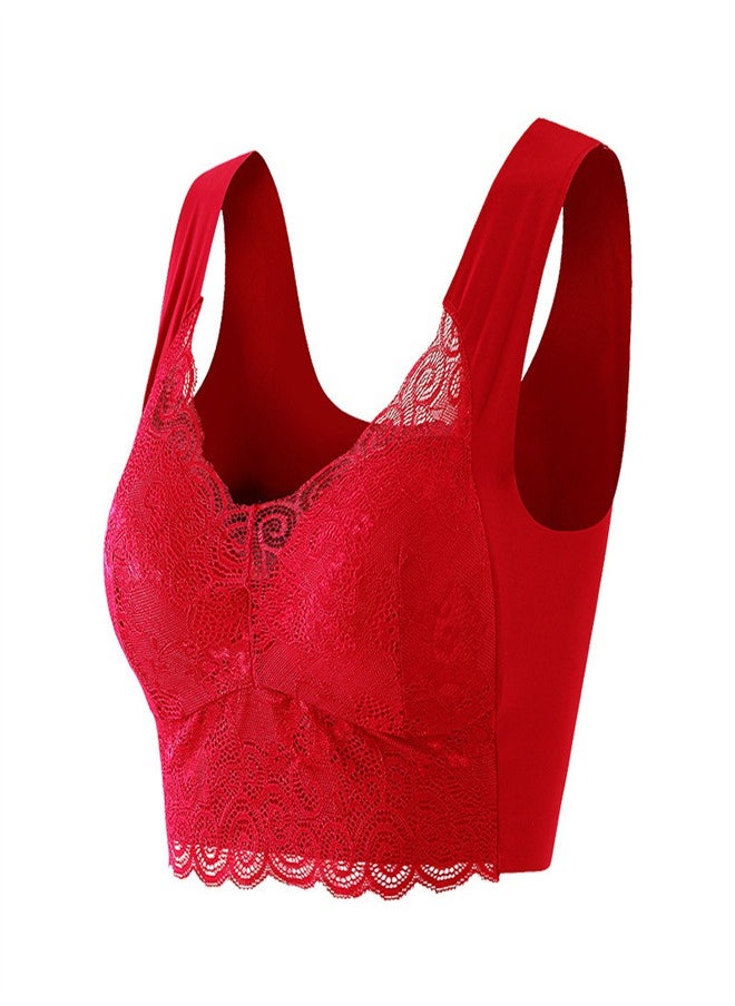 Large Women's Charming Lace Bra Red