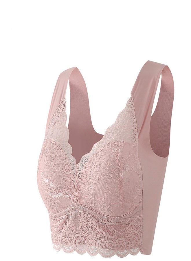 Large Women's Charming Lace Bra Pink