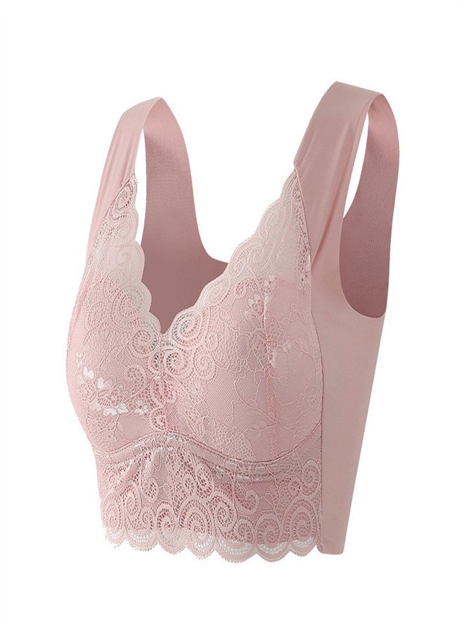 Large Women's Charming Lace Bra Pink