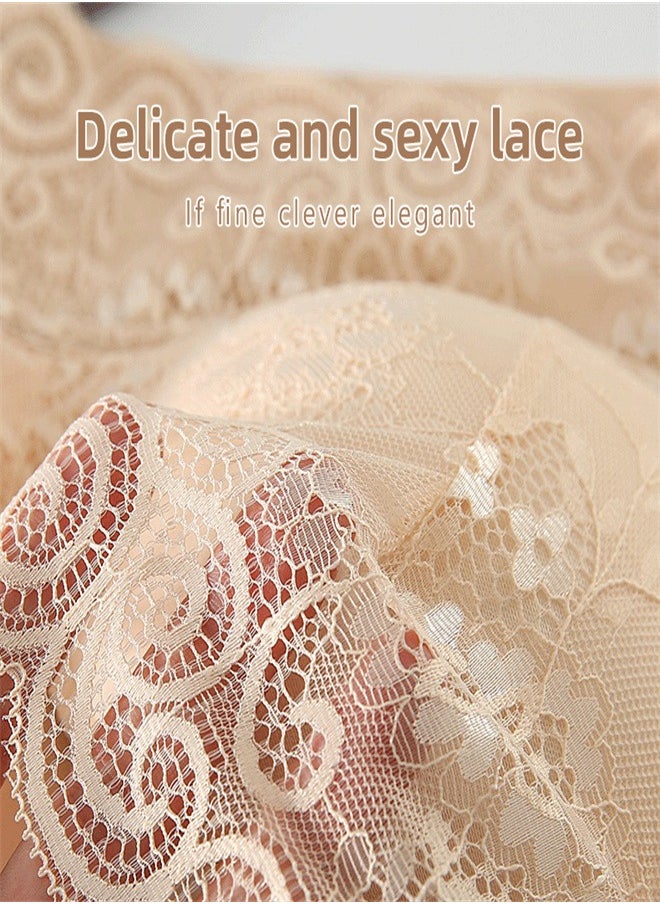 Large Women's Charming Lace Bra Skin Colour