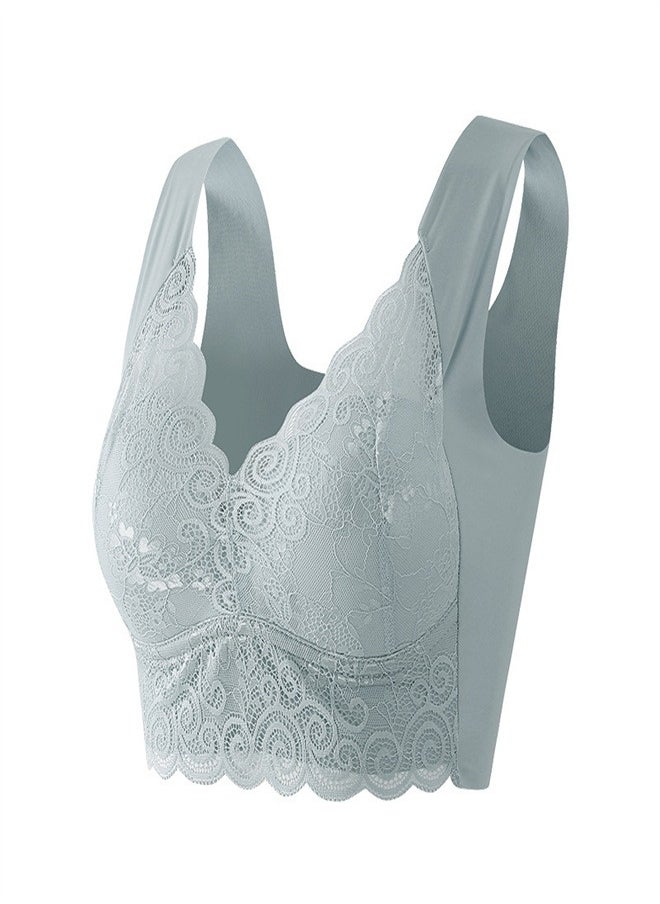 Large Women's Charming Lace Bra Grey