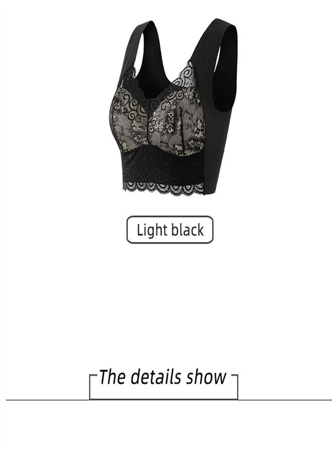 Large Women's Charming Lace Bra Light Black