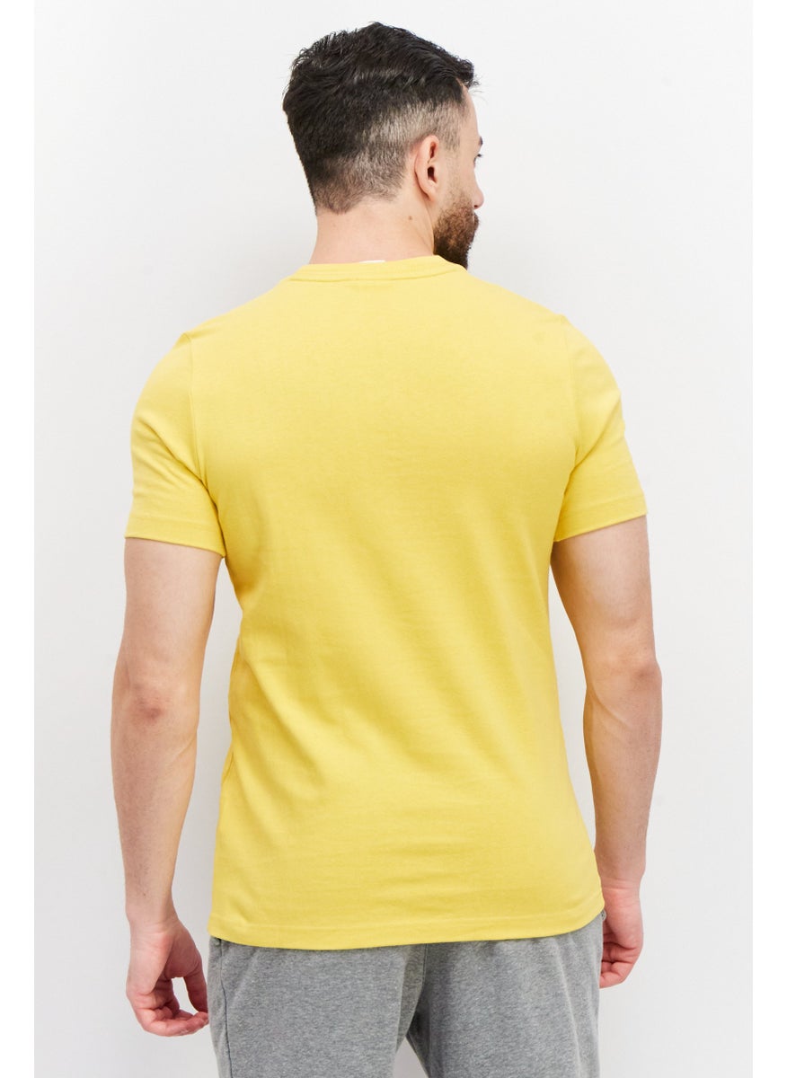 Men Sportswear Fit Short Sleeves Embroidered Logo T-Shirt, Mustard