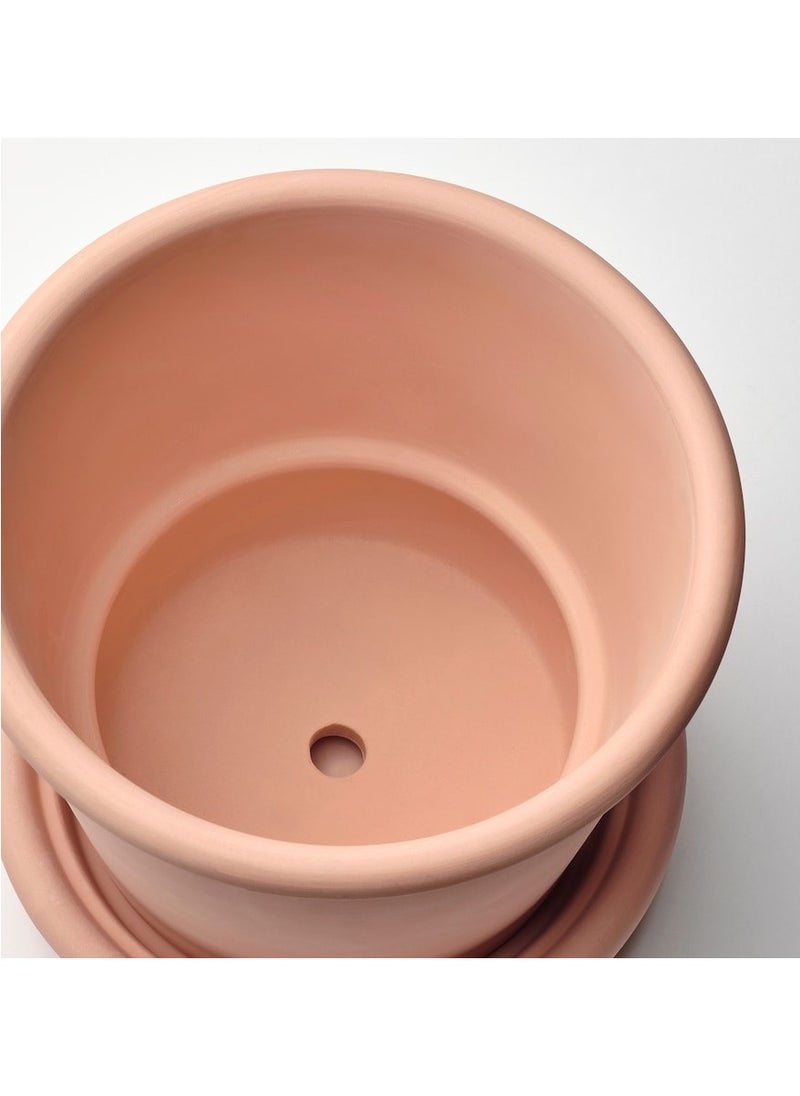 MUSKOTBLOMMA Plant pot with saucer, in/outdoor terracotta, 15 cm