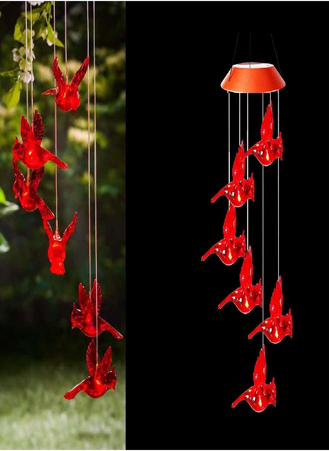 Topadorn Cardinal Solar Wind Chimes Mobile Waterproof Automatic Light Solar Powered Color Changing Wind Chimes Fade and Weather Resistant for Outdoor Garden Patio Yard Patio Yard Home Décor