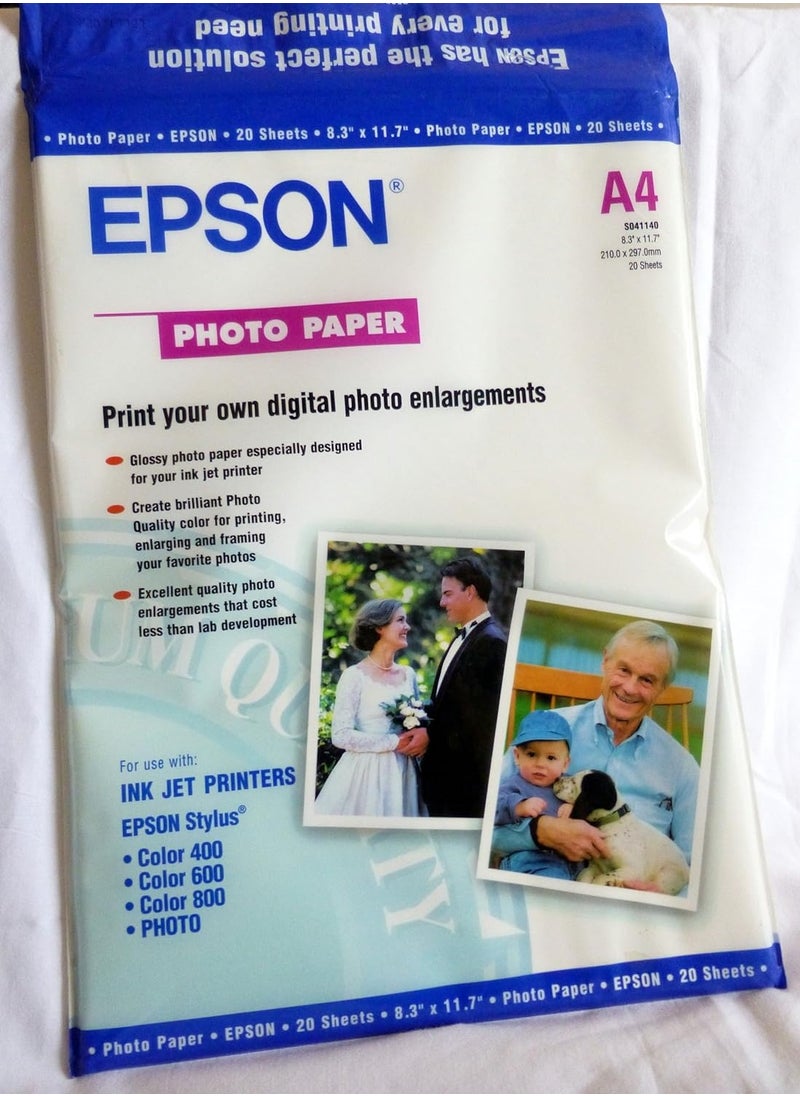 Epson Photo Paper, A4 20 Sheets