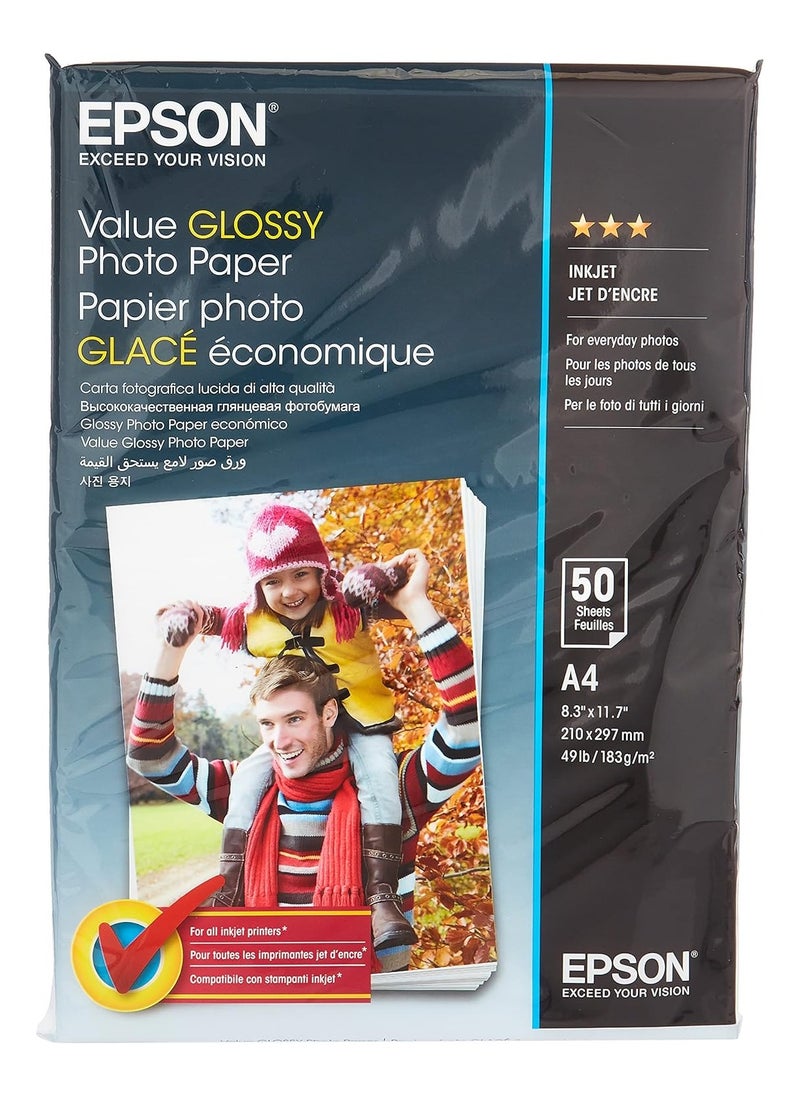 EPSON Value Glossy Photo Paper - A4-50 sheets