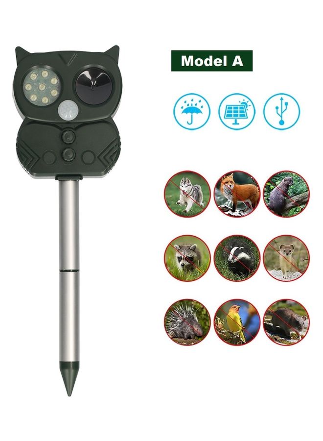 Solar Powered Ultrasonic Animal Scarer Black/Silver