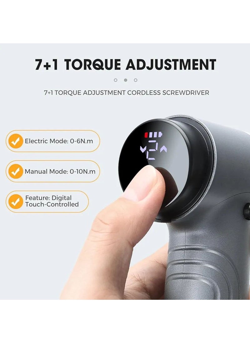 Electric Screwdriver 3.7V Power Rechargeable Repair Tool Set with 32 Bits Digital Display，6+1 Torque Setting，2500 mAh Battery Gift for Electronic Computer Repairing.