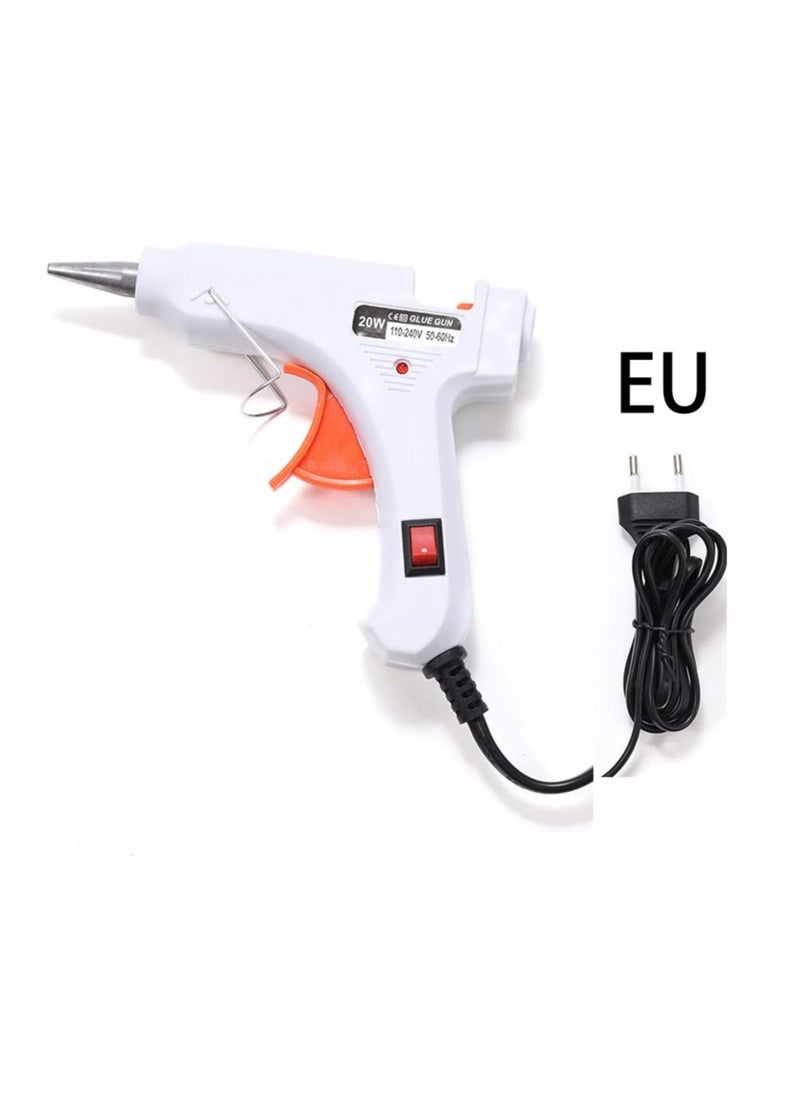 1 Set 20W Hot Melt Glue Gun with 10 Glue Sticks, Industrial Craft Mini Gun, Thermoelectric Heating Temperature Tool for DIY Jewelry Making, Kids Toy Making (White - EU)