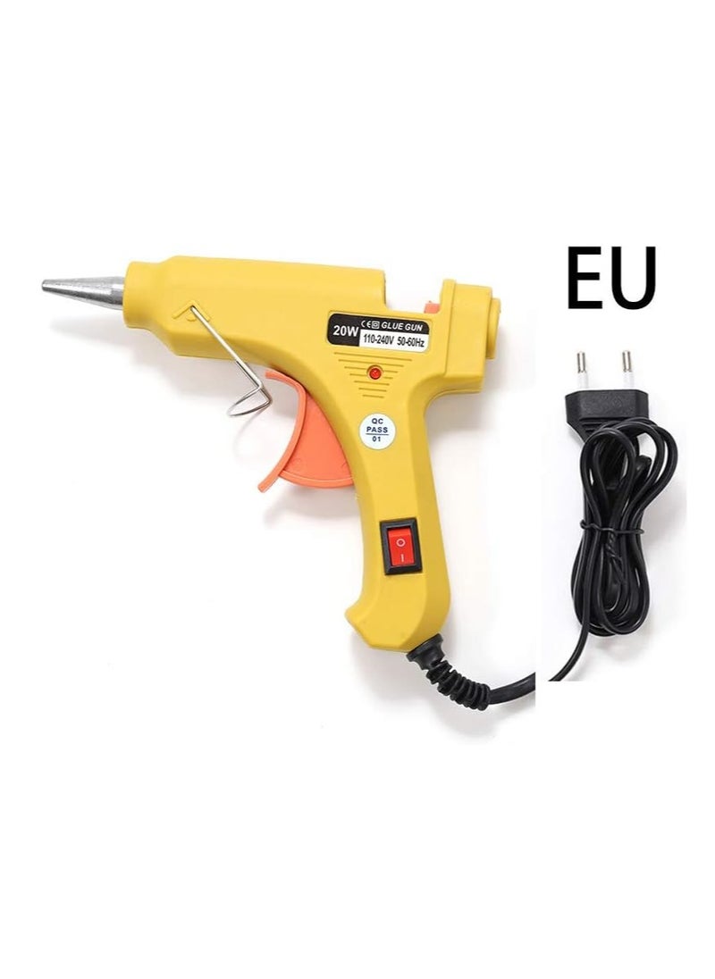 1 Set 20W Hot Melt Glue Gun with 10 Glue Sticks Industrial Craft Mini Gun Thermoelectric Heating Temperature Tool for DIY Jewelry Making Kids Toy Making (Yellow - EU)