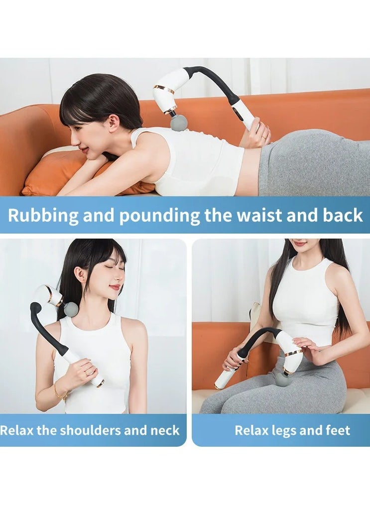 U-Shaped Back Massage Gun with 5 Massage Heads for Neck, Shoulder, Relax Gift for Mom, Dad