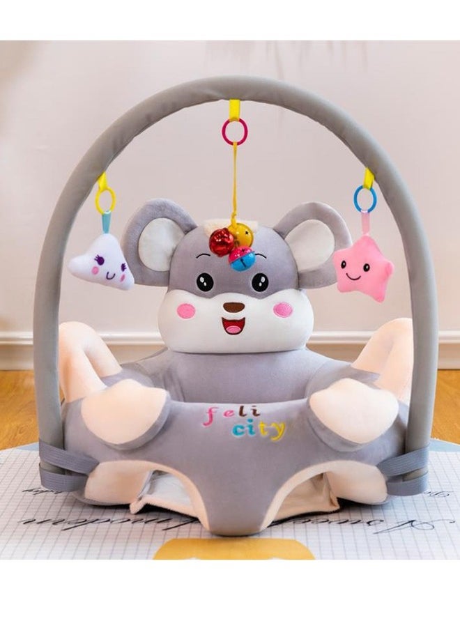 Baby Sofa Learn Sitting Chair With Toys Rack, Nursery Sit Support Plush Seat, Soft Hugging Pillow Cushion, Infant Floor Seats, Non-slip Armchair, Cartoon Animal Design, Gift For Kids Boys/Girls