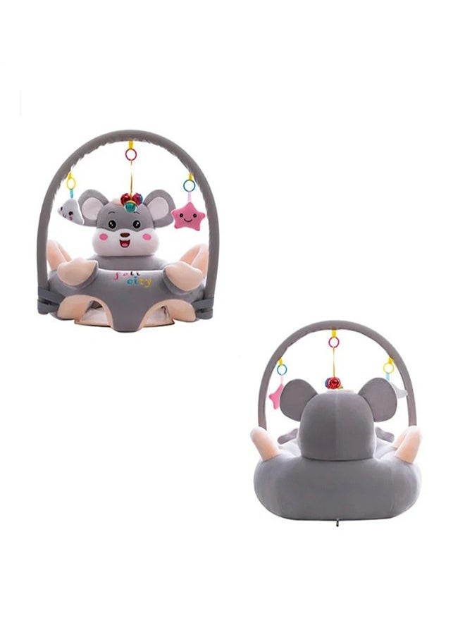 Baby Sofa Learn Sitting Chair With Toys Rack, Nursery Sit Support Plush Seat, Soft Hugging Pillow Cushion, Infant Floor Seats, Non-slip Armchair, Cartoon Animal Design, Gift For Kids Boys/Girls