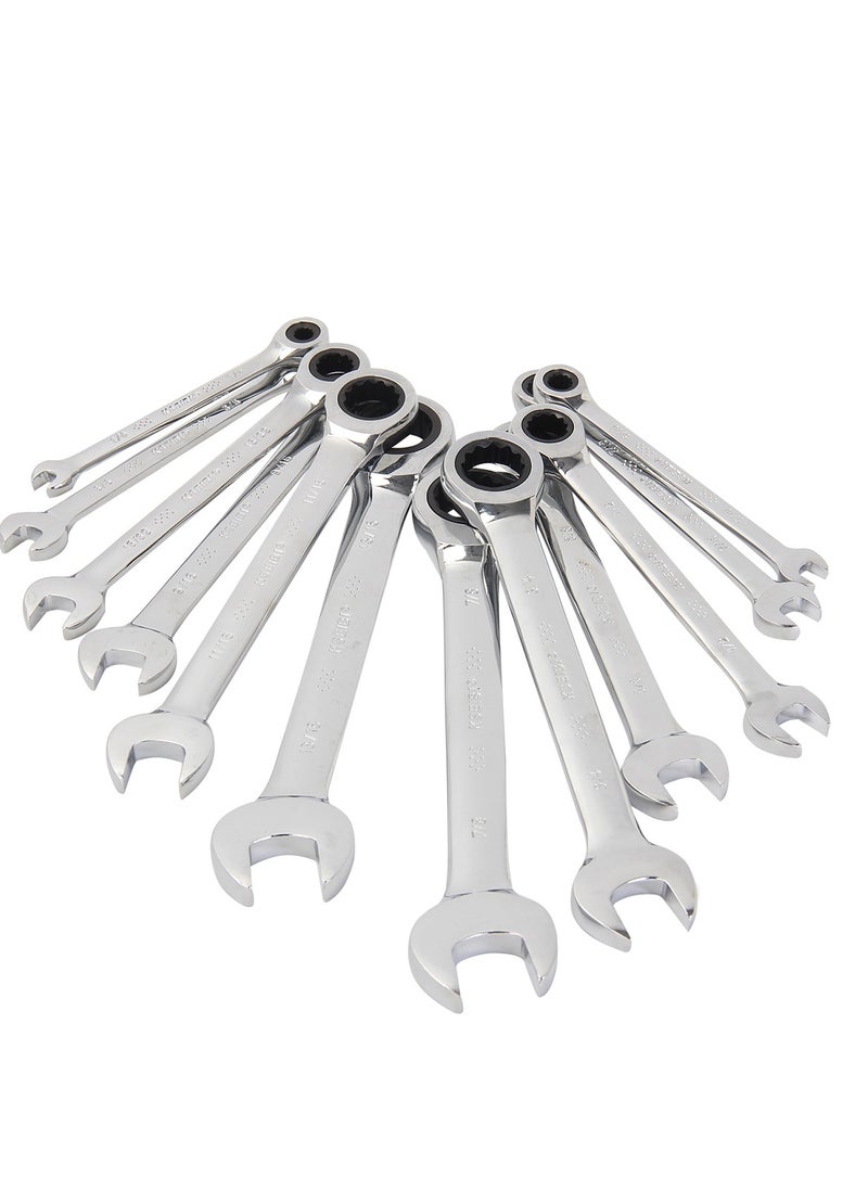 24-Piece Ratchet Combination Spanner Wrench Set - Metric & SAE, Durable Chrome Finish, Precision Tool Kit with Storage